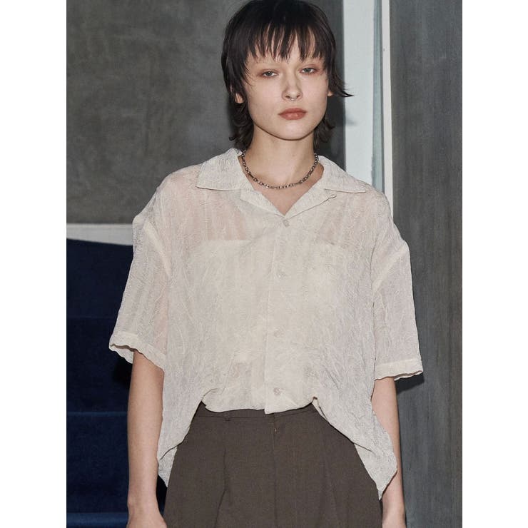 アイボリー | 【VEQUM】SHEER BOXY SHIRT | EMODA