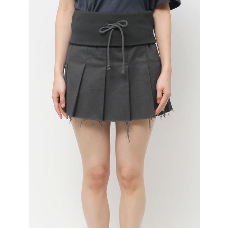 グレー | リブワイドプリーツスカート | EMODA