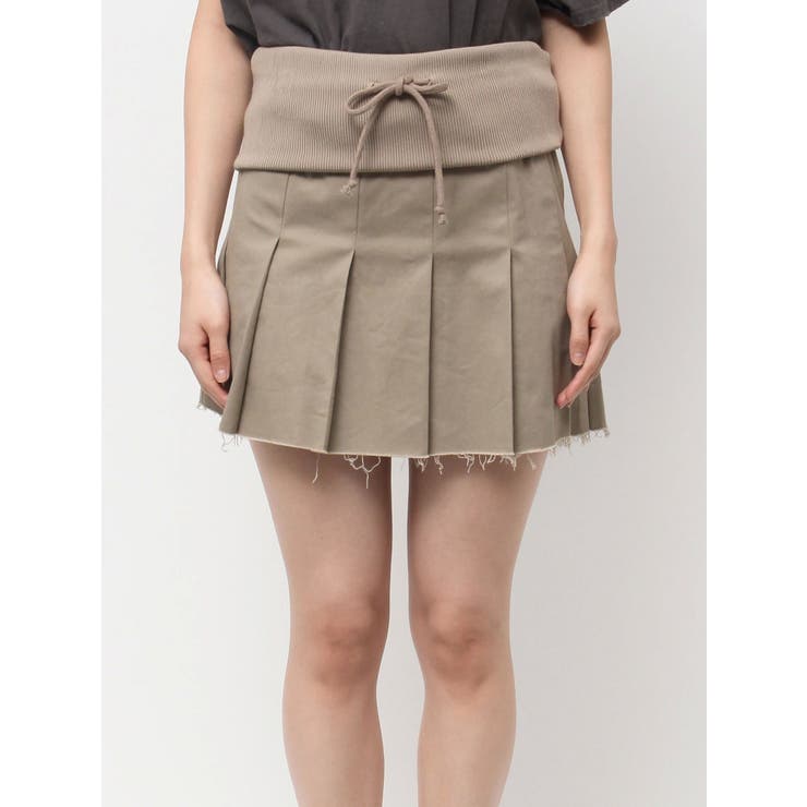 ベージュ | リブワイドプリーツスカート | EMODA