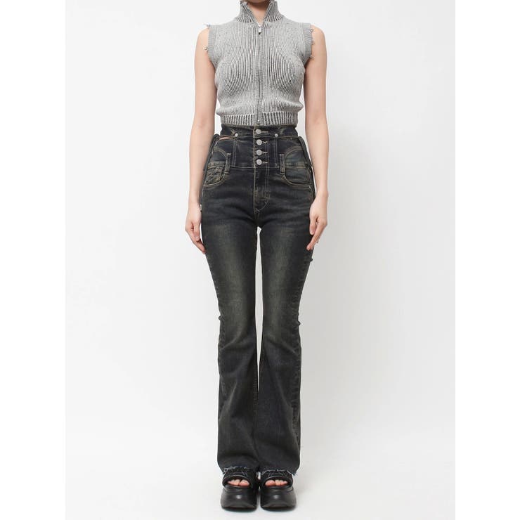 サイドオープンハイウエストフレアパギンス | EMODA | 詳細画像50 