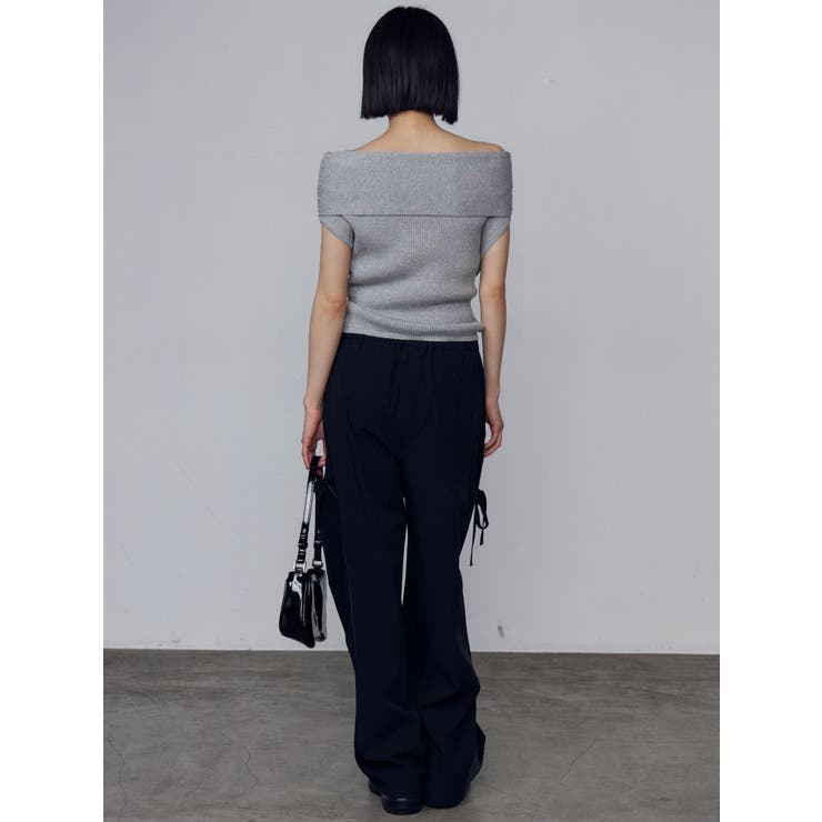 eimy / Flower motif オフショルダートップス、パンツ（黒） eimy istoire（エイミーイストワール）の「Flower motif オフ