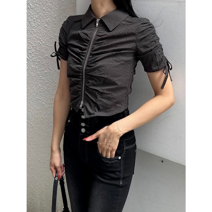 ギャザージップシャツトップ | EMODA | 詳細画像5 