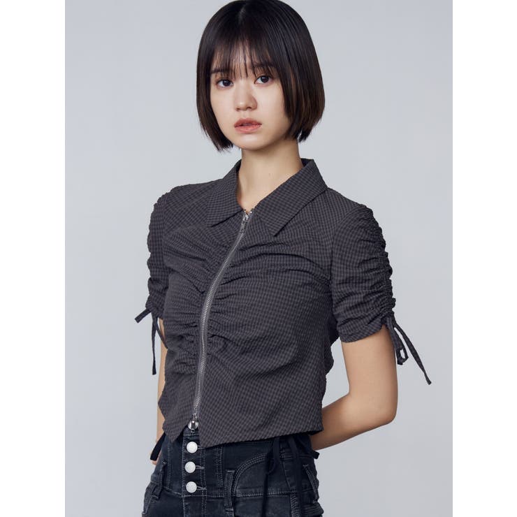 ギャザージップシャツトップ | EMODA | 詳細画像7 