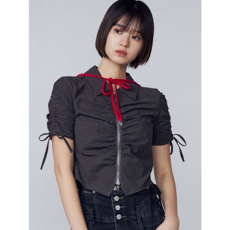 ギャザージップシャツトップ | EMODA | 詳細画像8 