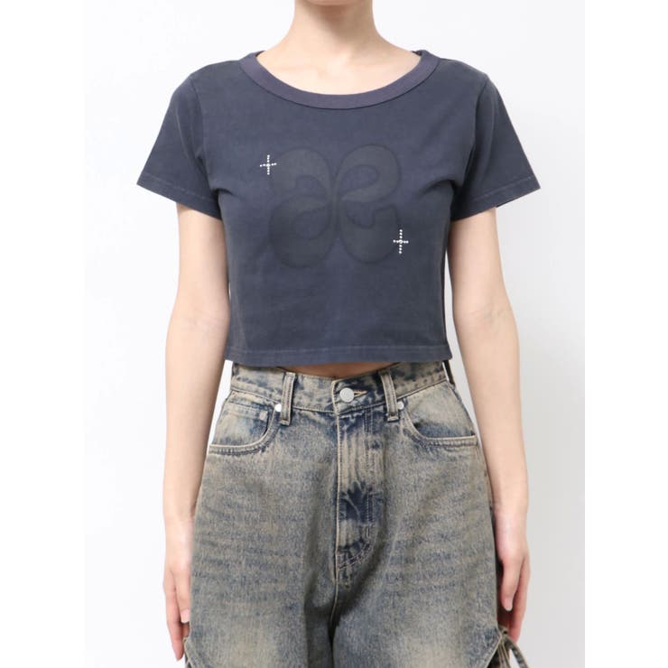 ネイビー | スタッズロゴTシャツ | EMODA