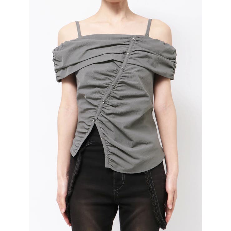 グレー | オフショルダーボタントップ | EMODA