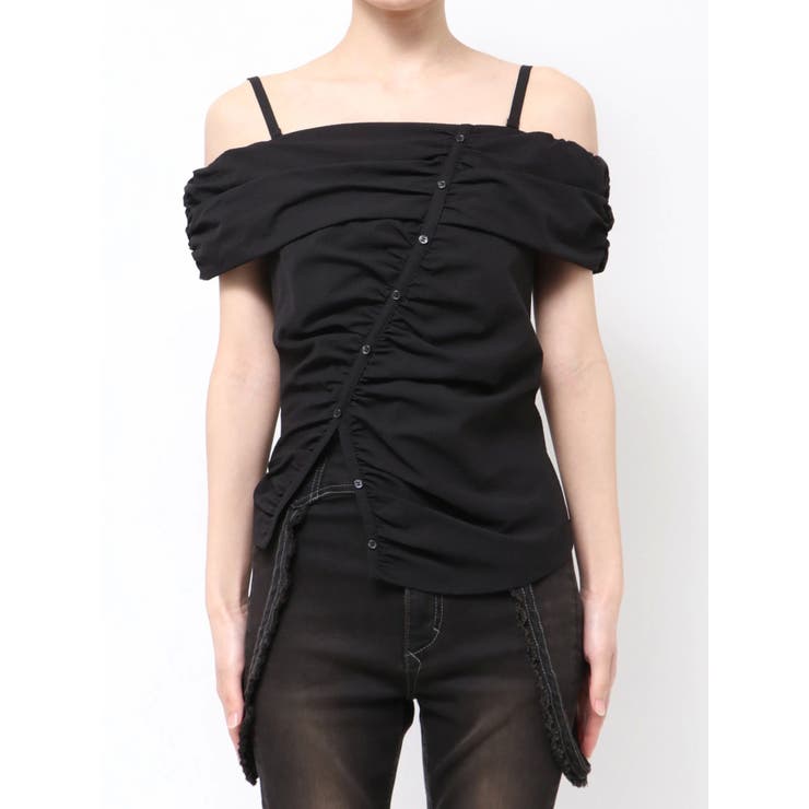 ブラック | オフショルダーボタントップ | EMODA