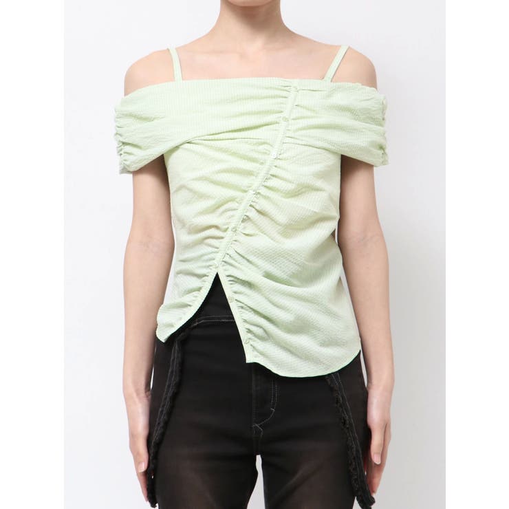 ライム | オフショルダーボタントップ | EMODA