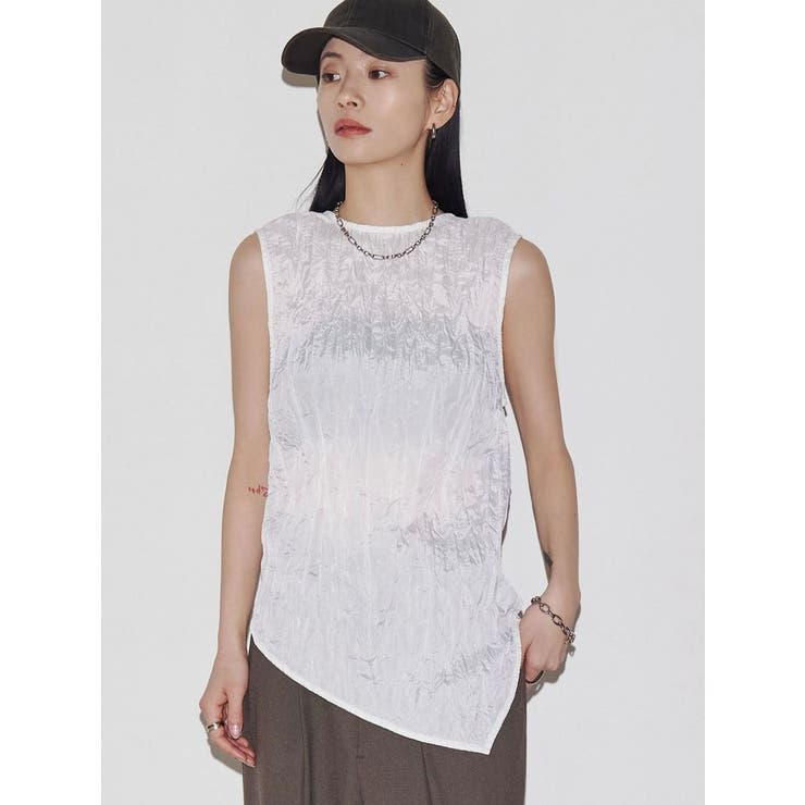 ホワイト | 【VEQUM】CRASH WRINKLE TOPS | EMODA