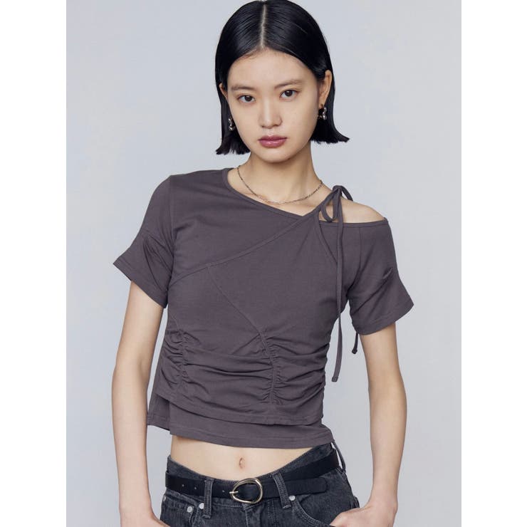 SALE】 EMODA ストリングギャザーニット 0425226008|apricot