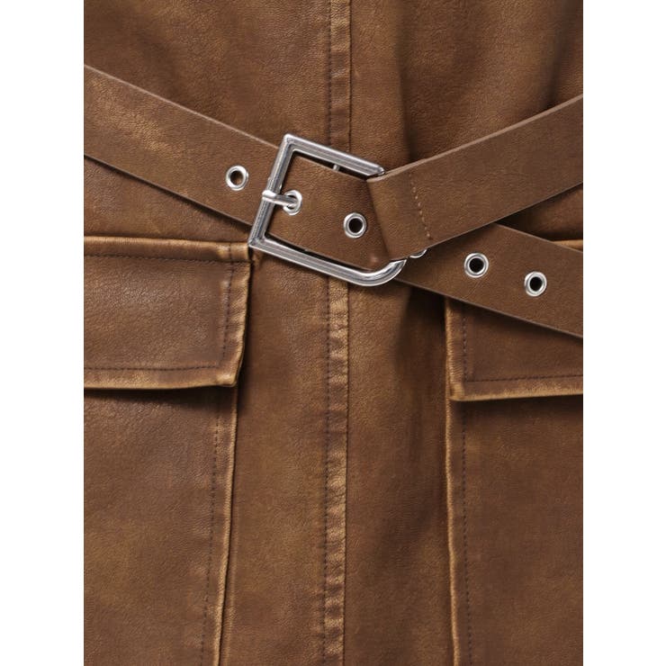 アウトポケットフェイクレザーワンピース | EMODA | 詳細画像23 