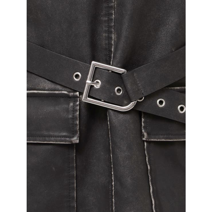 アウトポケットフェイクレザーワンピース | EMODA | 詳細画像24 