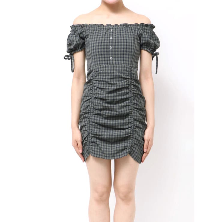 オフショルダーミニギャザーワンピース | EMODA | 詳細画像24 