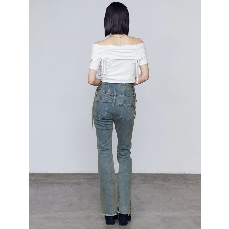 サイドオープンハイウエストフレアパギンス | EMODA | 詳細画像30 