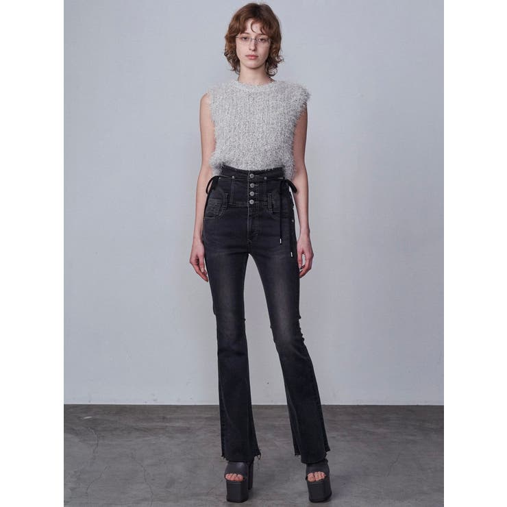 サイドオープンハイウエストフレアパギンス | EMODA | 詳細画像36 