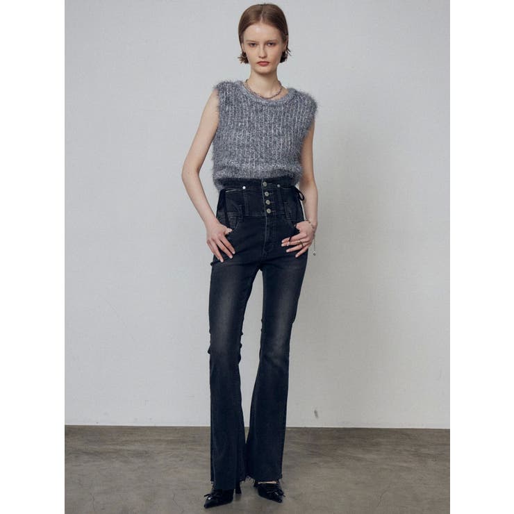 サイドオープンハイウエストフレアパギンス | EMODA | 詳細画像38 