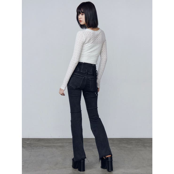 サイドオープンハイウエストフレアパギンス | EMODA | 詳細画像45 