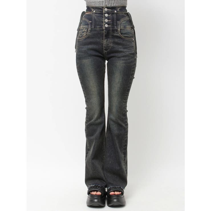 サイドオープンハイウエストフレアパギンス | EMODA | 詳細画像47 