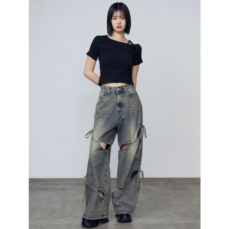 カットアウトルーズジーンズ | EMODA | 詳細画像10 