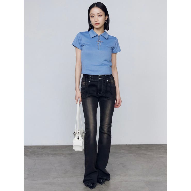 ハングレースアップハイウエストパギンス[品番：MKSW0065154]｜EMODA