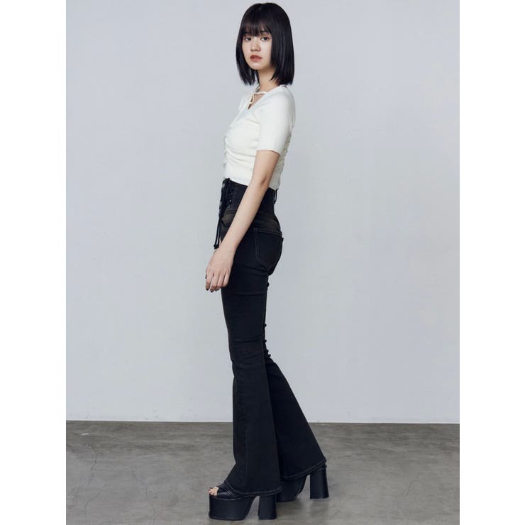 EMODA アシンメトリーレースアップハイウエストパギンス エモダ EMODA アシンメトリーレースアップハイウエストパギンス