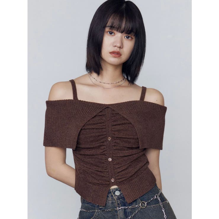 KEINARITA ケイナリタ　黒　トップス　オフショルダー コカ coca オフショルダーリブトップス （Black） -ファッション