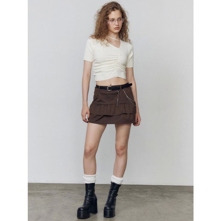 チョーカーギャザーショートスリーブニット | EMODA | 詳細画像17 