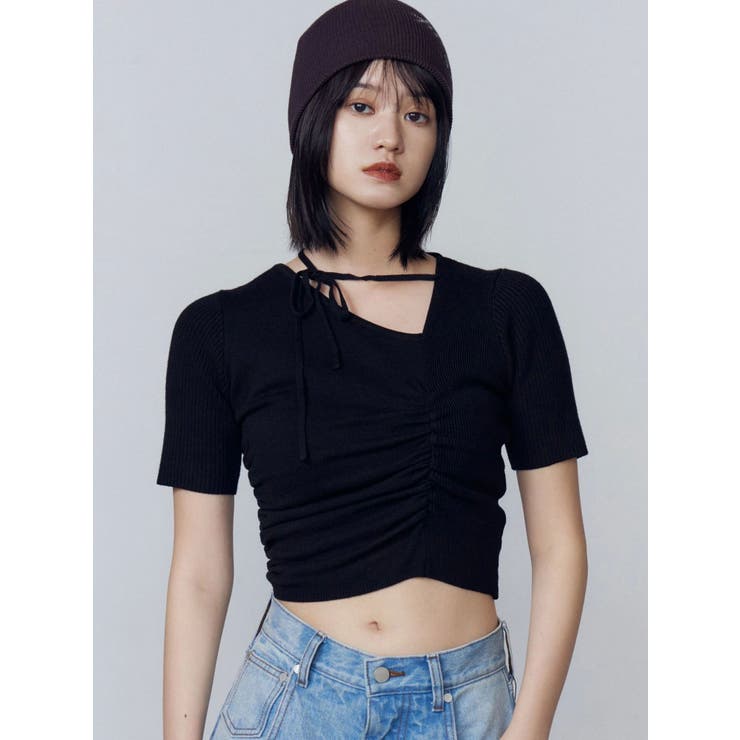 チョーカーギャザーショートスリーブニット | EMODA | 詳細画像18 