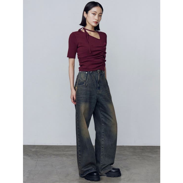 チョーカーギャザーショートスリーブニット | EMODA | 詳細画像32 