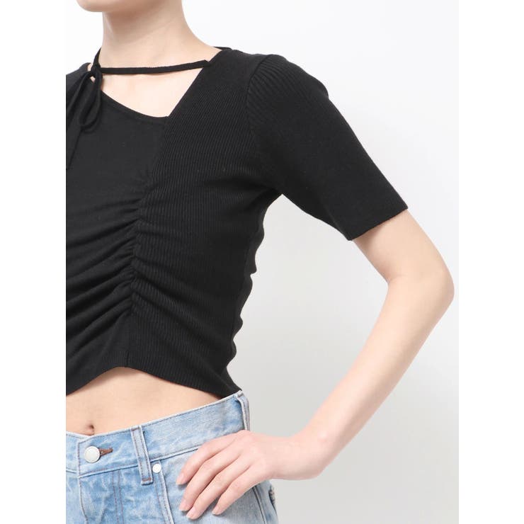 チョーカーギャザーショートスリーブニット | EMODA | 詳細画像37 