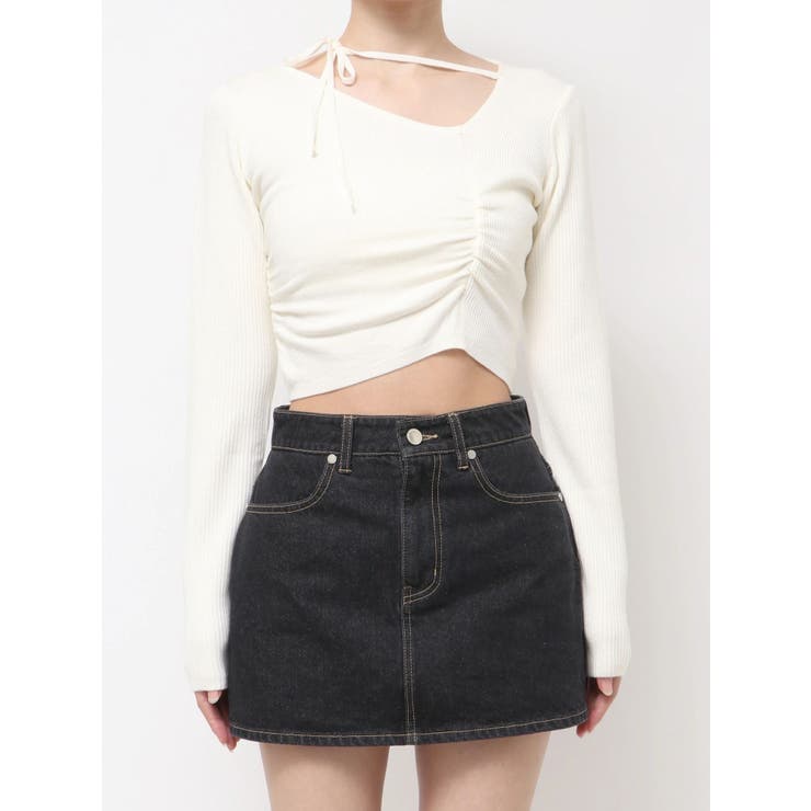 CHOKER GATHER LONG SLEEVE KNIT | EMODA | 詳細画像2 