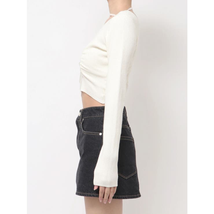 CHOKER GATHER LONG SLEEVE KNIT | EMODA | 詳細画像4 