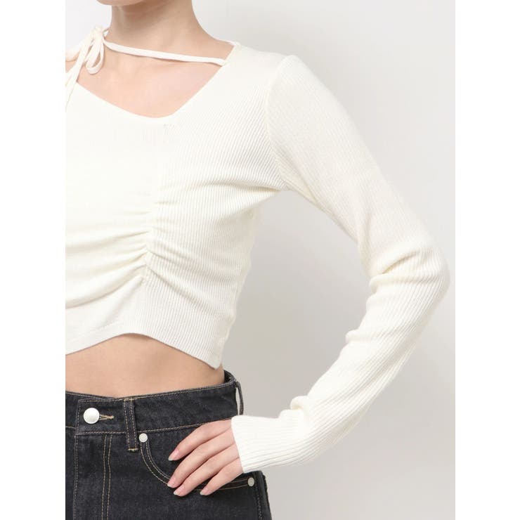 CHOKER GATHER LONG SLEEVE KNIT | EMODA | 詳細画像7 