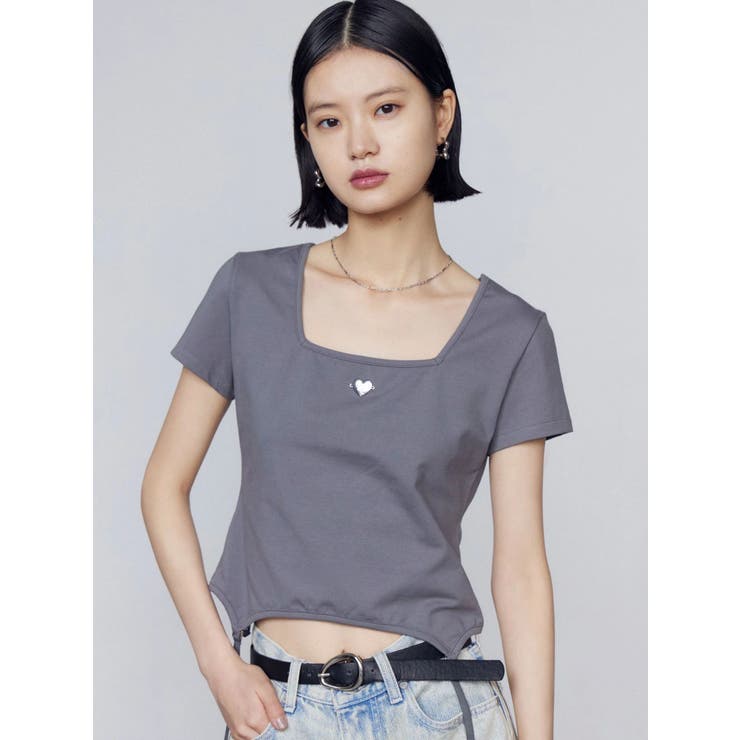 グレー | スクエアネックギャザートップ | EMODA