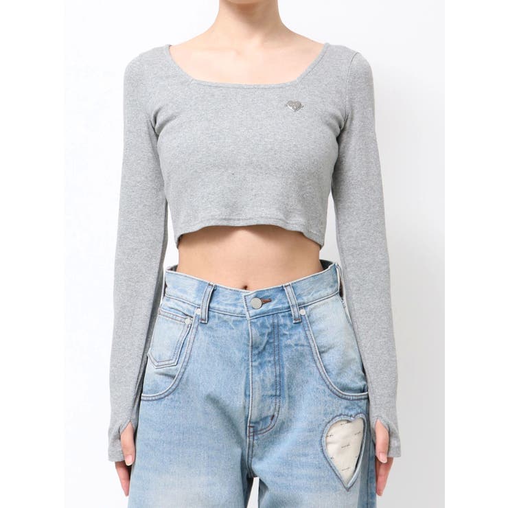 グレー | クロスクロップフィットトップ | EMODA