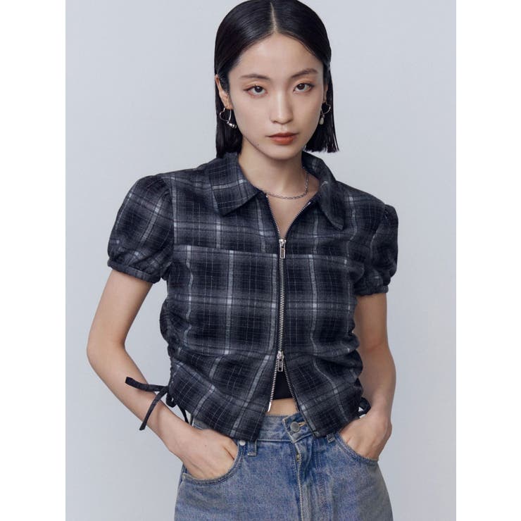 ストリングリボンジップシャツトップ | EMODA | 詳細画像10 