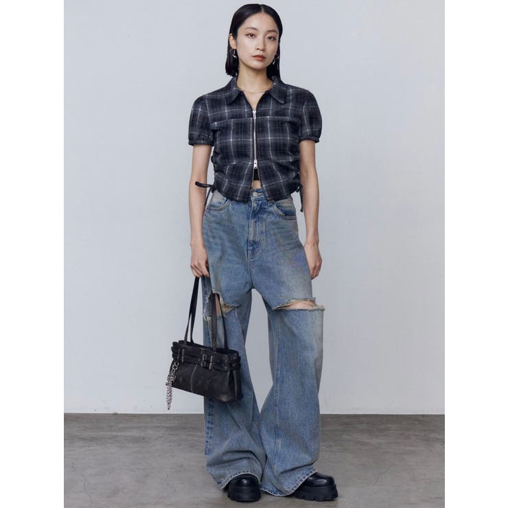 ストリングリボンジップシャツトップ | EMODA | 詳細画像12 