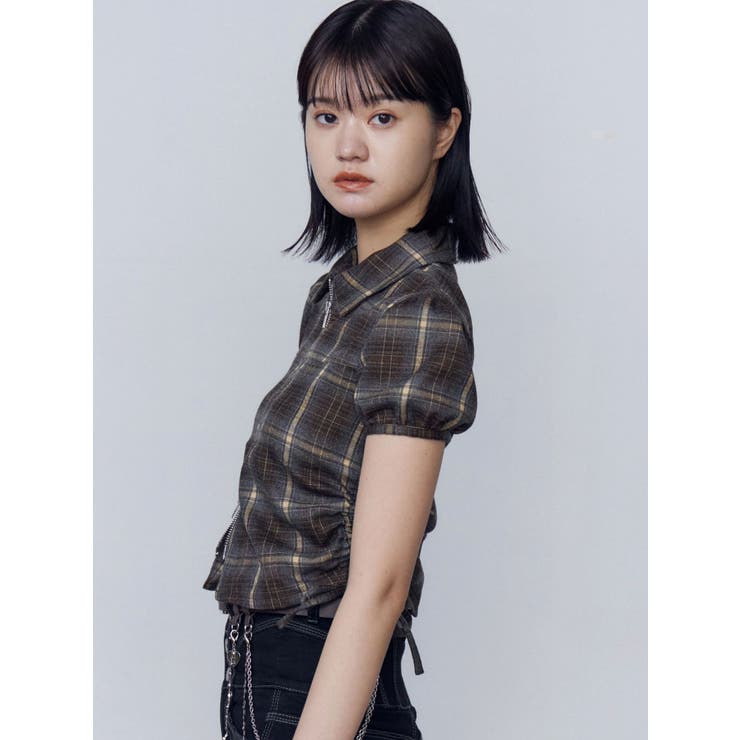 ストリングリボンジップシャツトップ | EMODA | 詳細画像3 