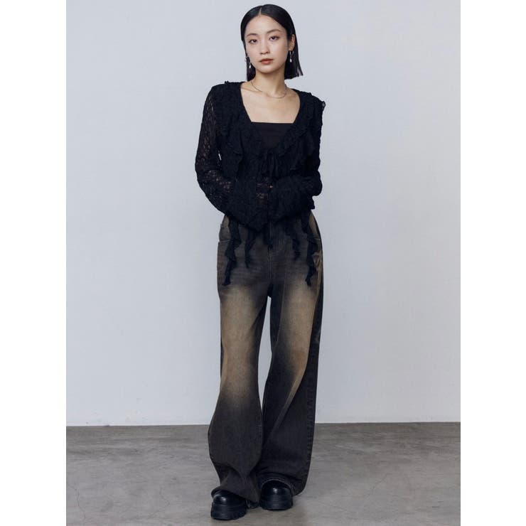ブラウス シャツ ラッフルハングクロップドブラウス レディース セール】ラッフルハングクロップドブラウス（シャツ/ブラウス