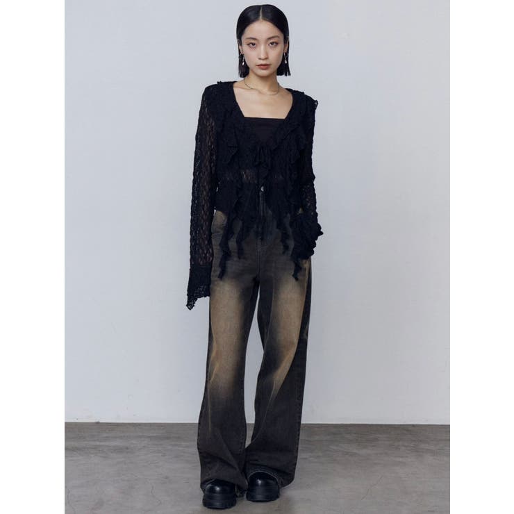 EMODA クロップドファージャケット ラッフルハングクロップドブラウス[品番：MKSW0066288]｜EMODA