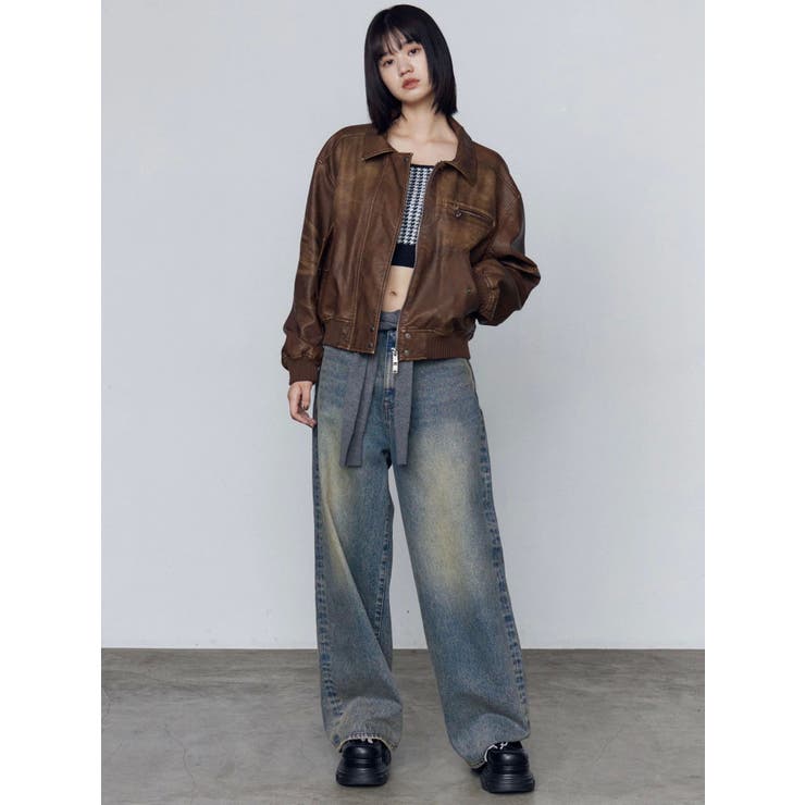 ヴィンテージフェイクレザーブルゾン | EMODA | 詳細画像16 