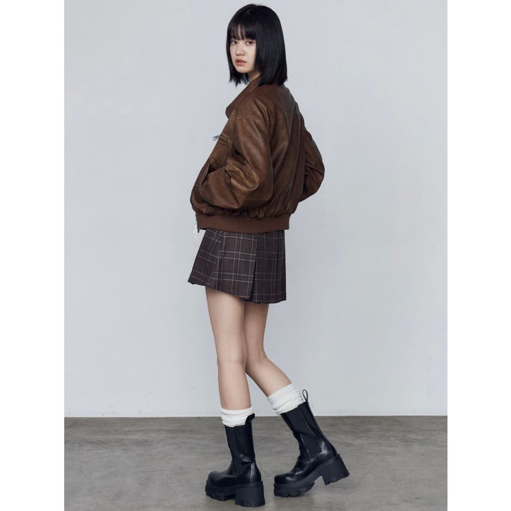 ヴィンテージフェイクレザーブルゾン[品番：MKSW0065809]｜EMODA