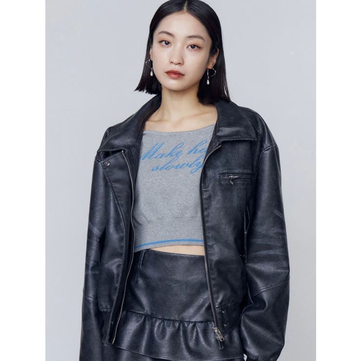 ヴィンテージフェイクレザーブルゾン | EMODA | 詳細画像8 