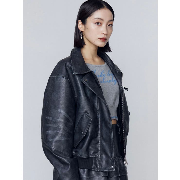 ヴィンテージフェイクレザーブルゾン | EMODA | 詳細画像9 