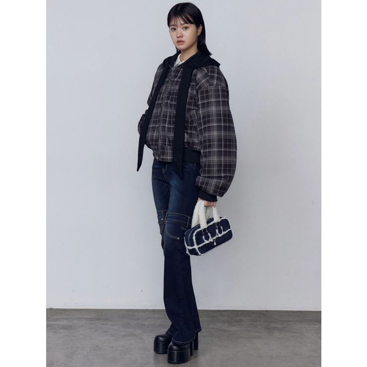 スカーフフーディナイロンブルゾン | EMODA | 詳細画像10 