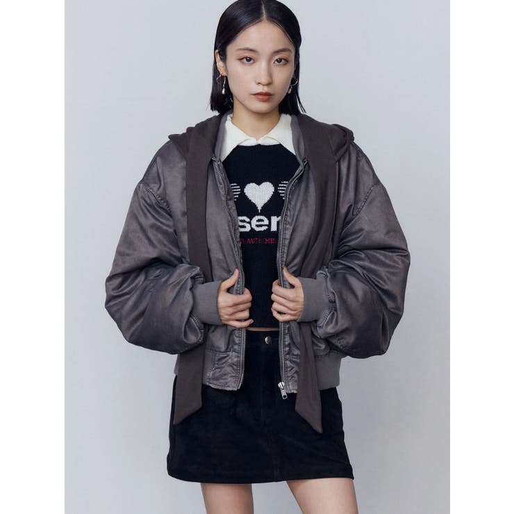 スカーフフーディナイロンブルゾン | EMODA | 詳細画像14 