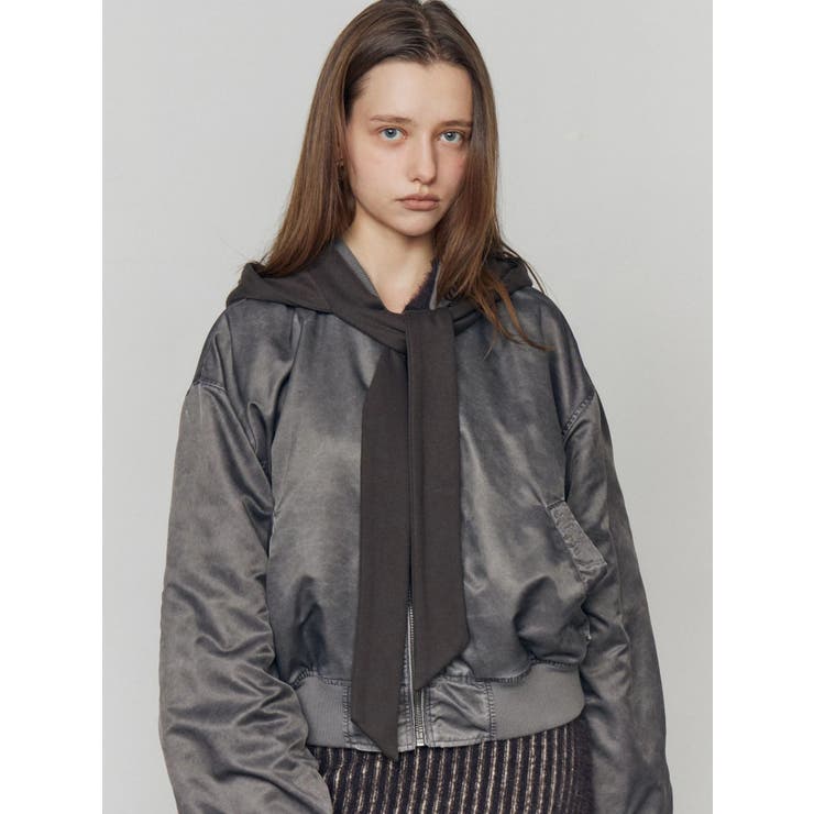 スカーフフーディナイロンブルゾン | EMODA | 詳細画像4 