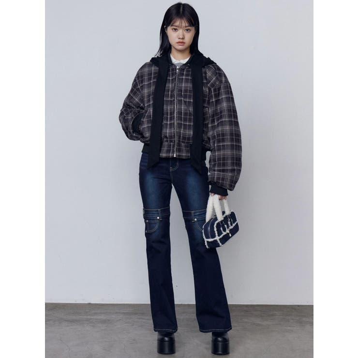 スカーフフーディナイロンブルゾン | EMODA | 詳細画像9 