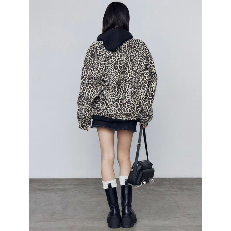 【HOBBS】ダークレオパード 耐水性ショートエコファージャケット HOBBS】ダークレオパード 耐水性ショートエコファージャケット
