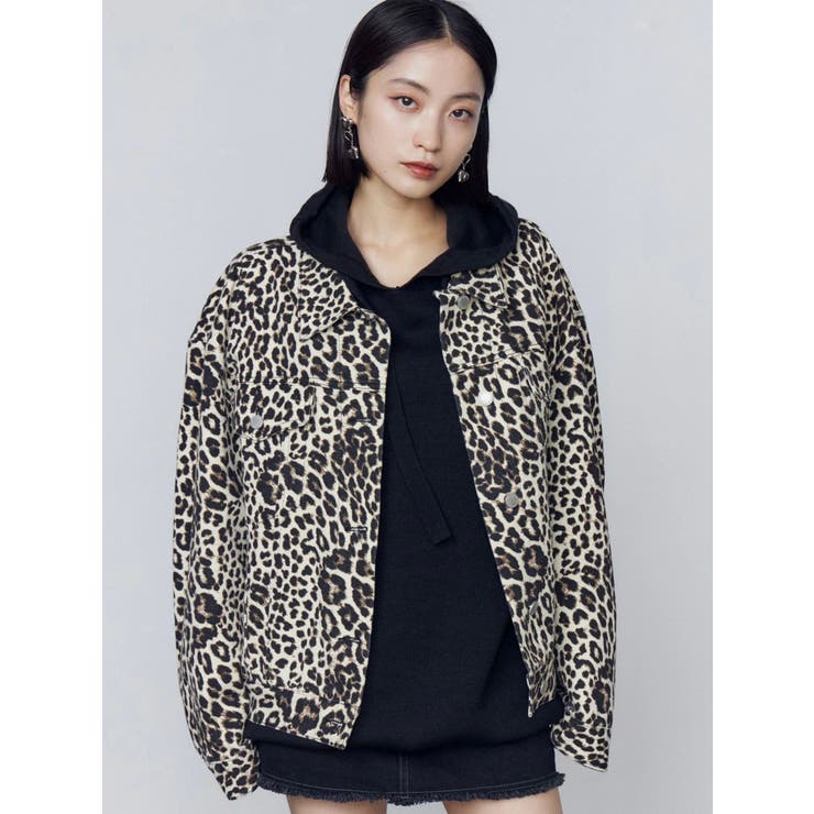 アイボリー | オーバーポケットレオパードブルゾン | EMODA